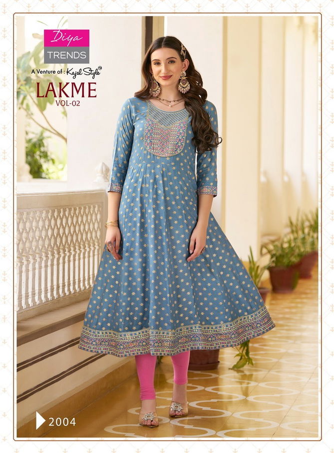 Lakme Vol 2 By Diya Trends Rayon Anarkali Kurtis Wholesale Price In Surat
